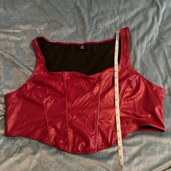 Shein Size 4xl Maroon Faux Leather Cropped Top - Picture 3 of 7